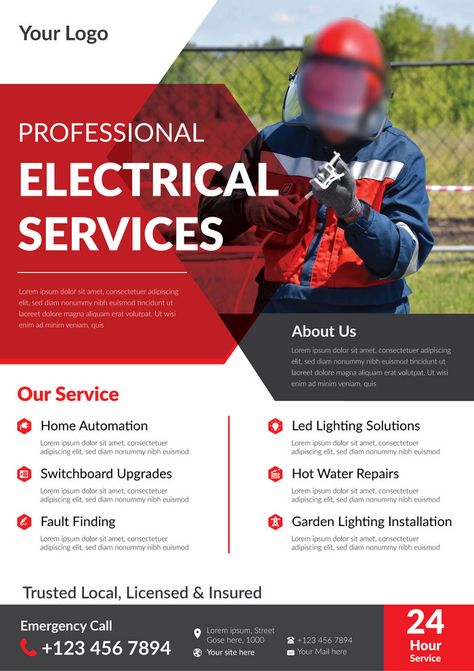 Electrician Service Flyer Template, Need An Electrician Poster.#pikbest#Templates#Flyer Electrician Flyer, Electricity Poster, Engineering Poster, Electrical Engineering Books, Electronics Poster, Engineering Books, Electrician Services, Electrical Services, Facebook Cover Design