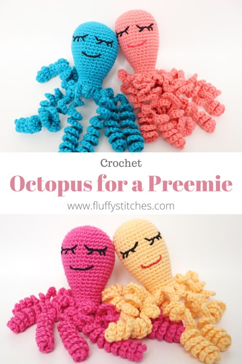 Crochet An Octopus, Fidget Book, Octopus Crochet Pattern Free, Prematurity Day, Worry Pet, World Prematurity Day, Preemie Octopus, Crochet Lovey Free Pattern, Charity Ideas