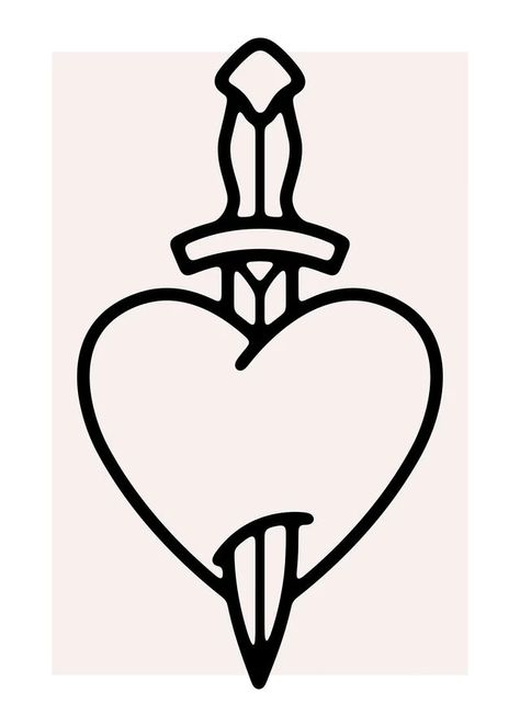 Heart Dagger Tattoo, Black And White Tattoo, Small Tattoo Placement, Trendy Graphic Design, Tattoo Filler, Handpoke Tattoo, Tattoo Inspiration Men, Typography Artwork, Dagger Tattoo