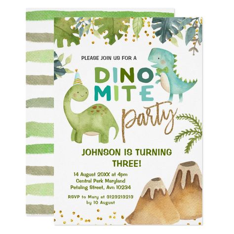 Dino-mite t-rex birthday party invitation Wording can be changed to any occasion T Rex Birthday Party, Birthday Party Invitation Wording, Dinosaur Birthday Party Invitations, Dinosaur Invitations, Dinosaur Themed Birthday Party, Shopping Gifts, Dinosaur Birthday Invitations, Dinosaur First Birthday, 1st Birthday Party Invitations