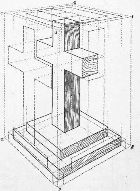 draw a 3d cross | Fig. 73. Perspective View of a Cross, Illustrating the Three Planes of ... 3d Cross Drawing, 2 Point Perspective Drawing, Three Point Perspective, Perspective Drawings, Side View Drawing, Best Interior Design Websites, Cross Drawing, Best Interior Paint, Perspective Sketch