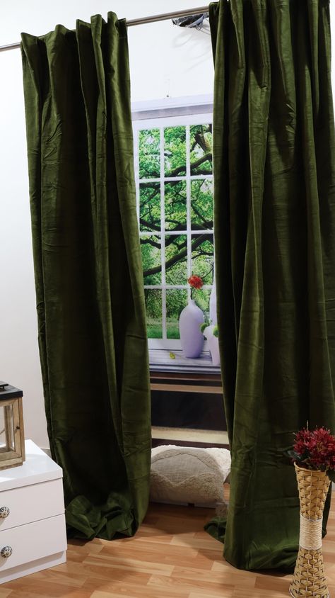 Dark Moss Green Velvet Curtains Window Living Room Curtain Room Curtain High Quality Extra Large Velvet Curtain Two Panel Velvet Curtain Velvet Curtains Living Room, Green Velvet Curtains, Window Living Room, Balcony Curtains, Curtain Living Room, Dark Moss Green, Extra Long Curtains, Living Room Curtain, Olive Green Velvet