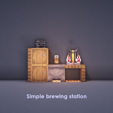 Looking to brew some trouble, or are you just in need of a health potion? Here are three different brewing station designs to fit into your… Potion Brewing Room Minecraft Ideas, Potion Station Minecraft, Brewing Station Minecraft, Minecraft Brewing Room Ideas, Potion Room Minecraft, Brewing Room Minecraft, Minecraft Potion Room Ideas, Brew Room, Health Potion