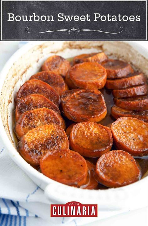 One way to down your sweet potatoes? Drown them in butter, sugar, bourbon, and maple syrup. It's The Southern Way. And we can't say we have a problem with this. #sweetpotatoes #southernsides #bourbonsweetpotatoes Soul Food Recipe, Yams With Marshmallows, Southern Candied Yams, Bourbon Sweet Potatoes, Candied Yams Recipe, Maple Caramel, Maple Sweet Potatoes, Glazed Sweet Potatoes, Candied Yams