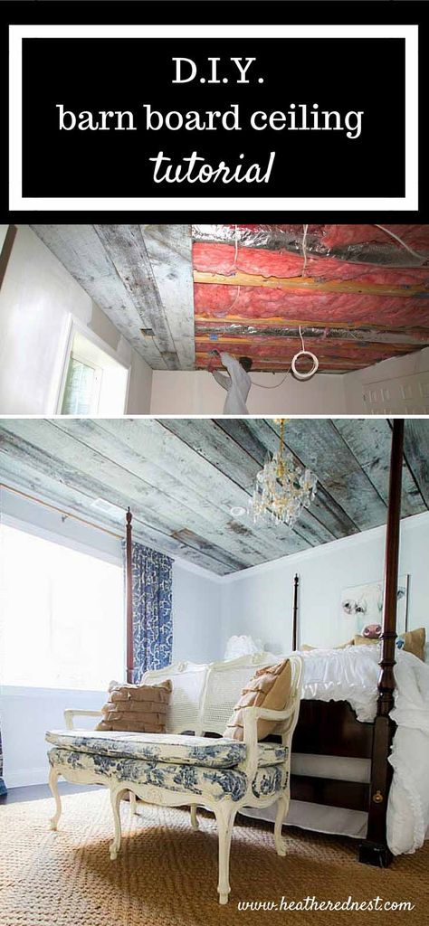 Wood Ceiling Diy, Barnwood Ceiling, Diy Barnwood, Barn Wood Ceiling, Diy Feathers, Ceiling Diy, Reclaimed Wood Ceiling, Wooden Ceiling, Diy Entryway