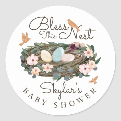 Bird Baby Shower Theme, Bird Baby Shower, Easter Baby Shower, Bohemian Baby Shower, Outdoor Baby Shower, Gender Neutral Baby Shower Invitations, Bohemian Baby, Outdoor Baby, Baby Shower Stickers