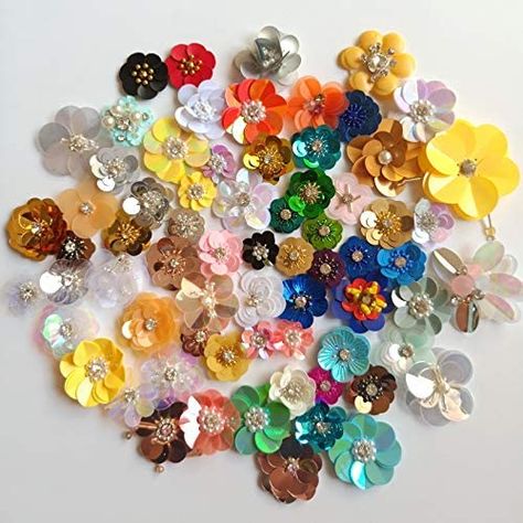 30pcs Random Sequins Embroidery Flower Patches Arts Crafts Sewing Patches (Colorful A) Sequins Diy, Sewing Patches, Sequin Crafts, Best Flowers, Diy Bead Embroidery, Tambour Embroidery, Beadwork Embroidery, Sequin Patch, Bead Sewing