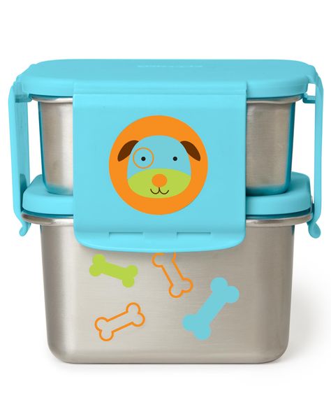 Toddler Dino Zoo Stainless Steel Lunch Kit | skiphop.com Mochila Skip Hop, Toddler Lunch Box, Skip Hop Zoo, Toddler Essentials, Stainless Steel Containers, Lunch Kit, Toddler Lunches, Buybuy Baby, Skip Hop