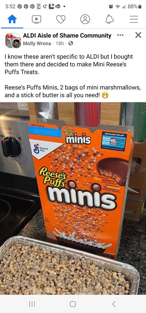 Reese’s Mini Marshmallow Treats, Reeses Mini Marshmallow Treats, Mini Reese’s Puffs Treats, Reese’s Puffs Marshmallow Treats, Reese's Puffs, Marshmallow Treats, Picnic Foods, Mini Marshmallows, Stick Of Butter