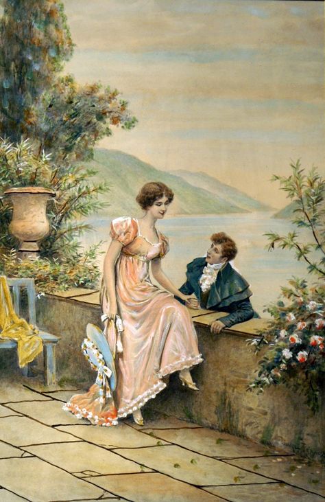 Lionel Péraux - visita romantica al lago Romantic Period Aesthetic, Romantic Period Paintings, Pastoral Grunge, Romantic Era Paintings, Romantic Era Art, Romantic Period Art, 1900s Paintings, Romanticism Era, Art Appropriation