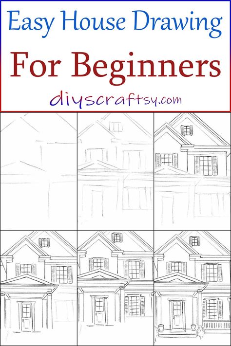 Easy House Drawing For Beginners Drawing Houses Architecture, How To Sketch Buildings, Sketches Architecture Easy, House Drawing Tutorial, How To Draw Houses Sketches, How To Sketch Houses, How To Draw A Building Step By Step, How To Draw Room Design, Drawing Buildings Tutorials