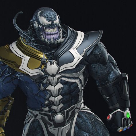 ArtStation - Venomized Thanos, André Yamaguchi Venom Symbiote, Venom Thanos, Character Statue, X Man, Dragon Ball Artwork, Yamaguchi, Power Girl, Ghost Rider, 3d Characters