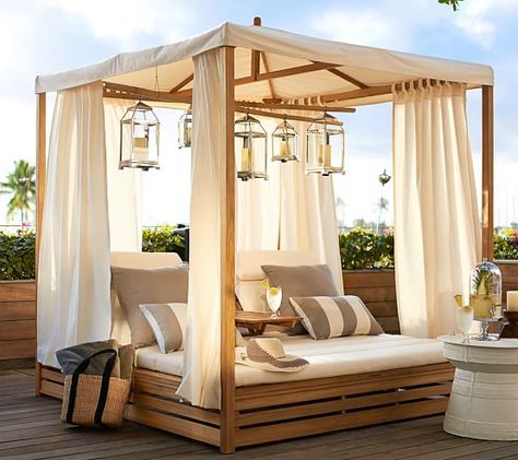 A Canopy Daybed | 32 Outrageously Fun Things You'll Want In Your Backyard This Summer Wood Pavilion, Daybed Cushion, Double Chaise Lounge, Outdoor Daybed, Door Upgrade, Double Chaise, Chaise Lounges, Canopy Bed, Outdoor Chaise