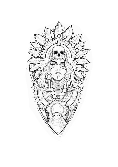 Mexican Indian Tattoo, Indian Warrior Tattoo For Men, Red Indian Tattoo Design, Mexican Warrior Tattoo, Mexican Tattoo Ideas For Men, Mariachi Tattoo, Stencil Tattoo Ideas Men, Tattoo Designs Dark, Red Indian Tattoo