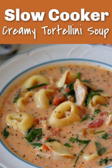 Spinach And Chicken Soup, Creamy Tortellini, Spinach Tortellini Soup, Tortellini Recipes, Chicken Gnocchi Soup, Creamy Tomato Soup, Spinach Soup, Easy One Pot Meals, Soup Recipes Slow Cooker