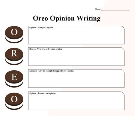 Graphic Organizer - Oreo Opinion Writing Oreo Opinion Writing, Main Idea Graphic Organizer, Graphic Organizer Template, Story Map, Opinion Writing, English Lessons For Kids, Graphic Organizer, Esl Teaching, Main Idea