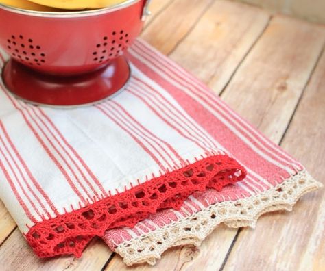 crochet border tea towels Borders Crochet, Border Crochet, Crochet Edging Pattern, Crochet Blanket Edging, Crochet Border Patterns, Beau Crochet, Crochet Edgings, Crochet Border, Confection Au Crochet