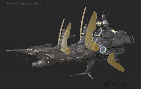 ArtStation - Pirate Space Ship Space Pirate Ship, Space Ships Concept, Space Ship Concept Art, Paintings And Drawings, Space Pirate, Image Painting, Art Appreciation, Pirate Ship, Traditional Paintings