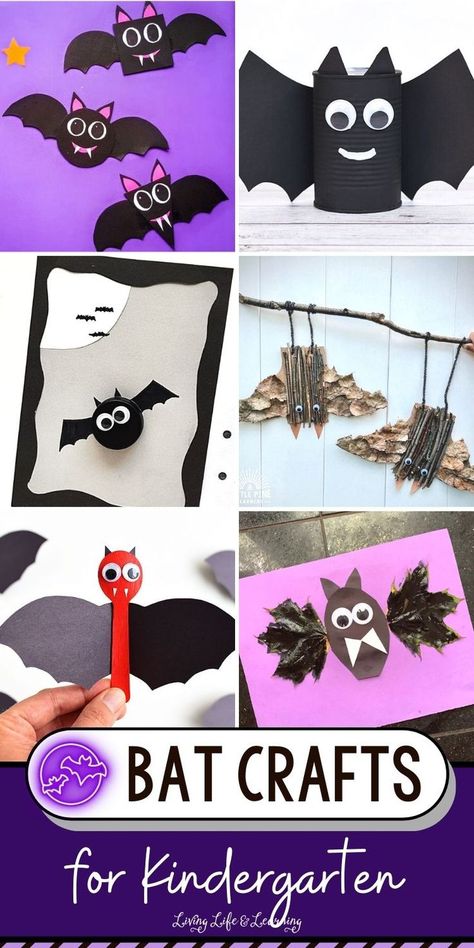 Bat Crafts for Kindergarten Bats Crafts Preschool, Kindergarten Halloween Crafts, Easy Halloween Diy Crafts, Bat Crafts, Crafts For Kindergarten, Creative Pumpkin Carving Ideas, Craft For Kindergarten, Halloween Bats Crafts, Bat Craft