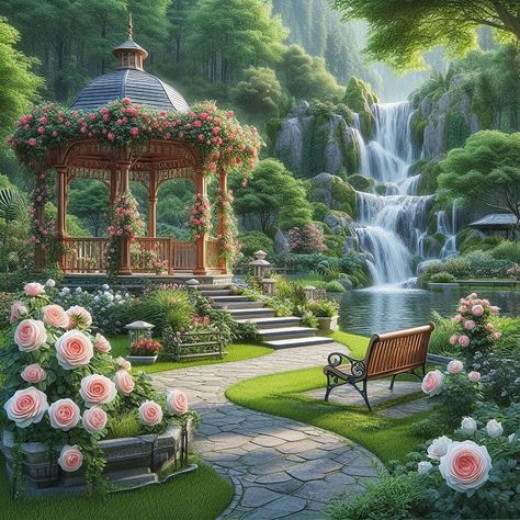 Gazebo Pictures, Paris History, Magical Landscape, Scene Drawing, Artistic Pictures, 3d Landscape, Peace Illustration, Dream Vacations Destinations, Home Garden Design