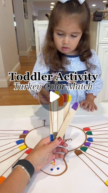 Brittany l Toddler Learning Activities 😊 on Instagram: "You’ll want to save and share this turkey color matching activity! 🦃✨

This activity is so simple to set up and works on 
🦃color recognition 
🦃matching skills
🦃fine motor control 

All you need is paper, markers, and popsicle sticks! 
1. Draw a turkey and trace popsicle sticks as the feathers 
2. Use different colors on the feathers and match it to a popsicle stick! 
3. Watch as your toddler matches the correct popsicle stick to the turkey feather! 

SHARE with other toddler parents 😊

#toddler #toddlers #toddlerlife #toddlersofinstagram #toddlermom #mom #momlife #learn #learning #education #thanksgiving #turkey #fun #kids #adorable #color #seasonal #fyp #viral #craft" Draw A Turkey, Turkey Feathers, Parenting Toddlers, Turkey Colors, Matching Activity, Toddler Mom, Popsicle Stick, Fall Activities, Toddler Learning Activities