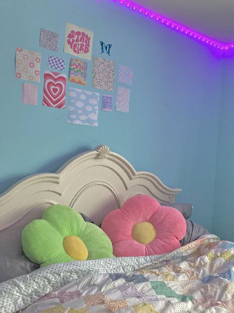 Flower Pillow Aesthetic Bedroom, Danish Pastel Bedsheets, Aesthetic Flower Pillow, Pastel Rainbow Room Aesthetic, Danish Pastel Flowers, Danish Pastel Pillows, Flower Pillow Aesthetic, Danish Pastel Painting, Danish Pastel Room Aesthetic