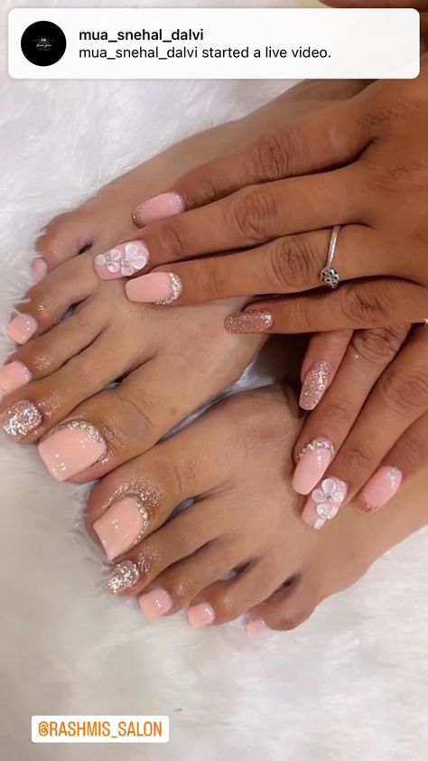 Pink Bridal Nail Art, Nailart Designs Bridal, Nail Extension Ideas For Wedding, Nail Extensions Wedding, Toe Extensions Nail, Hot Pink Wedding Nails For Bride, Nail Art Designs For Engagement Bride, Indian Engagement Nails, Engagement Nails Indian