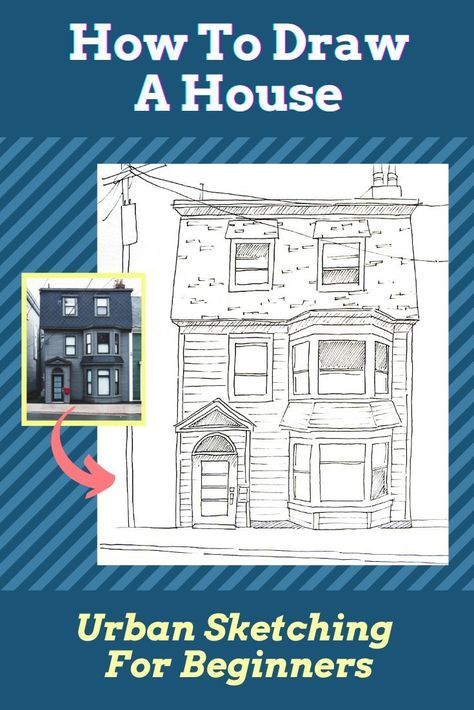 House Drawing Tutorial, Sketching For Beginners, House Sketches, Beginner Drawing Lessons, How To Sketch, Watercolor House Painting, Learn To Sketch, Pencil Drawings For Beginners, Pencil Sketching