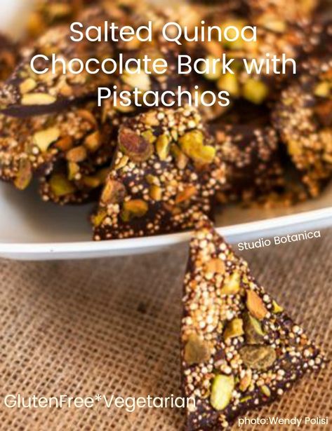 Sea Salt Quinoa Chocolate Bark - Studio Botanica Snap Date, Quinoa Chocolate, Dark Chocolate Sea Salt, Free Guy, Gluten Free Chocolate Recipes, Crispy Quinoa, Chocolate Bark Recipe, Dessert From Scratch, Candy Treats