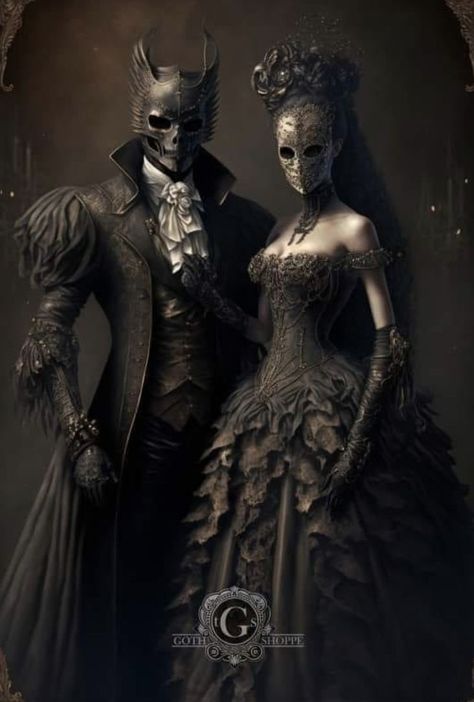 Masquerade Outfit, Vampire Masquerade, Conjoined Twins, Victorian Couple, Fun Office, Spooky Party, Gothic Wallpaper, Gothic Fantasy Art, Chique Outfits