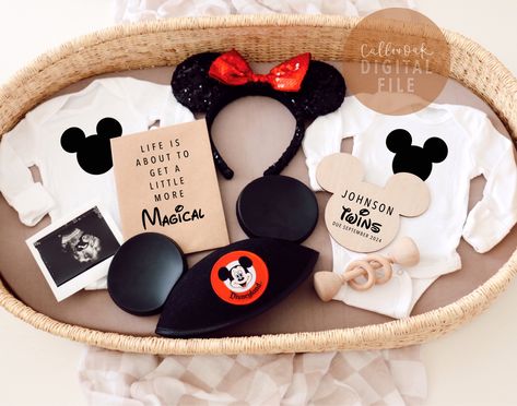 Disney Pregnant, Pregnancy Announcement Twins, Disney Baby Announcement, Disney Pregnancy Announcement, Disney Maternity, Twin Pregnancy Announcement, Digital Pregnancy Announcement, Disney Ears, Disney Lover