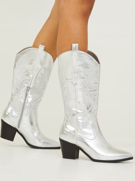 Stand out at your next concert or the Eras Tour in these metallic western boots Metallic Western Boots, Knee High Western Boots, Black Western Boots, Booties For Women, Metallic Boots, Lulu Fashion, Pointed Toe Boots, Classic Boots, White Boots