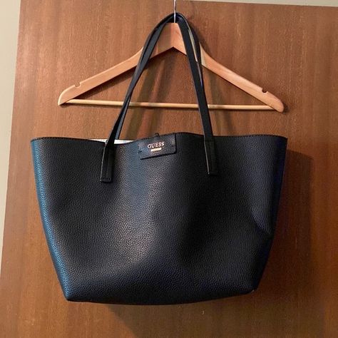 Black Faux Leather Guess Tote Bag Guess Tote Bag, Guess Handbags, Black Faux Leather, Cool Hairstyles, Faux Leather, Pen, Hairstyles, Tote Bag, Handbags