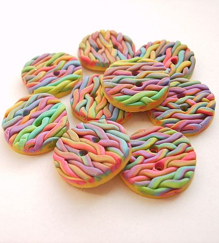 Homemade Buttons, Fimo Buttons, Clay Buttons, Fimo Beads, Unique Buttons, Polymer Clay Cane, Polymer Beads, Fimo Clay, Polymer Clay Projects