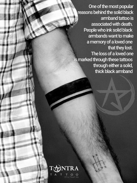 Solid Black Arm Band Tattoo, Solid Arm Band Tattoo, Black Band Tattoo Meaning, Black Armband Tattoo, Forearm Band Tattoo, Black Band Tattoo, Band Tattoos For Men, Black Armband, Memory Of A Loved One