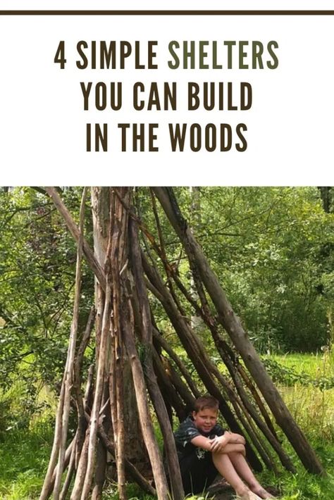 4 Simple Ways to Build a Shelter in the Woods - Preppers Survive A Frame Animal Shelter, Survival Huts Shelters, Easy Shelter In The Woods, Outdoor Shelter Ideas Woods, How To Build A Shelter In The Woods, How To Survive In The Woods, Diy Shelter In The Woods, Bushcraft Shelter Ideas, Survival Shelter Ideas