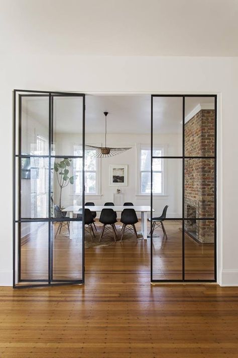 Harbor House, Charleston Homes, Glass Doors Interior, Popular Instagram, Glass Partition, The Brick, Door Ideas, Sag Harbor, Brick Fireplace