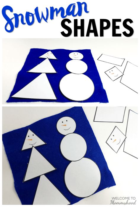 Free Snowman Shape Printables Snowman Shapes, Shape Printables, Snowman Crafts Preschool, Hibernation Activities, Winter Crafts Preschool, Learning Activities For Kids, Halloween Themed Activities, Teaching Shapes, Printable Shapes