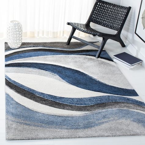 SAFAVIEH Hollywood Deep Mid-Century Modern Abstract Rug - On Sale - Bed Bath & Beyond - 31691214 Mid Century Modern Rugs, Office Area Rugs, Blue Grey Rug, Contemporary Home Decor, Perfect Rug, Umbria, Abstract Rug, Mid Century Modern Design, Orren Ellis