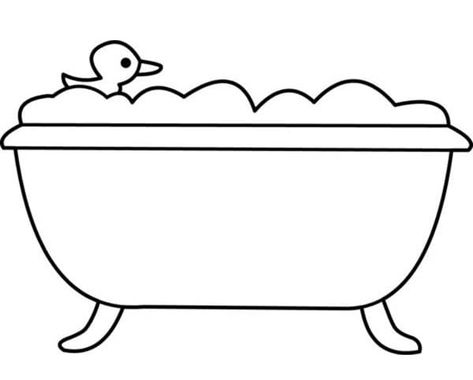 Rubber Duck In The Tub coloring page Black And White Bathtub, Bathtub With Bubbles, Duck Outline, White Bathtub, 3d Pen Art, Owl Coloring Pages, Colouring Printables, 3d Pen, Preschool Themes