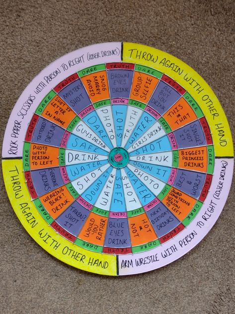 DIY Dartboard Drinking Game Dart Board Drinking Game Diy, Drinking Games Dart Board, Dartboard Drinking Game, Drinking Game Dart Board, Dart Games, Dart Party Ideas, Table Drinking Games, Painted Dart Board Drinking Game, Bar Games Diy