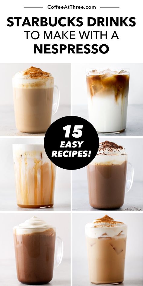 Easy Starbucks Drinks, Starbucks Drink Recipes, Nespresso Starbucks, Copycat Drinks, Barista Recipe, Espresso Drink Recipes, Caffeinated Drinks, Coffee Recipes Hot, Mocha Drink