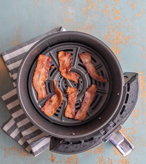 How to Cook Bacon in the Air Fryer — Bless this Mess Bacon Airfryer, How To Bake Bacon, Bacon In The Air Fryer, Bake Bacon, Homemade Chicken Strips, Air Fryer Bacon, Air Fryer French Fries, Frozen French Fries, Bacon In The Oven