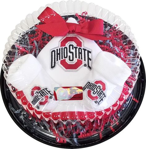 Ohio State Buckeyes Piece of Cake Baby Gift Set Cake Container, Buckeye Baby, Baby Fan, Cake Gift, Gift Containers, Gift Cake, Piece Of Cake, Gender Neutral Baby Clothes, Quilted Wall Hangings