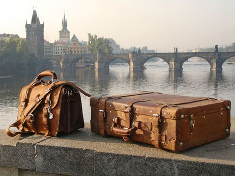 Vintage Leather Luggage | Content in a Cottage Saddleback Leather, Leather Suitcase, Vintage Luggage, European Vacation, Travel Bugs, Sorrento, Oh The Places Youll Go, Suitcases, Rumi