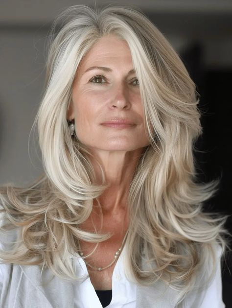 Blonde Hair For Older Women Over 50 Long Hairstyles, Older Women Long Hair, Long Hair For Women Over 50, Over 50 Long Hairstyles, Long Hair Over 50 Older Women, Long Hair Over 50, French Dip Recipe, Long Haircuts For Women, Long Hair Older Women