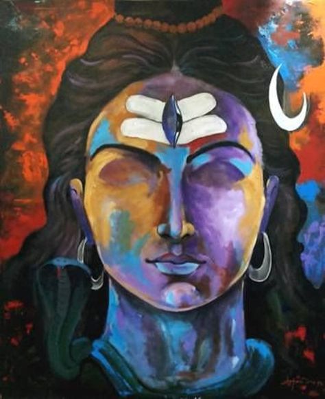 Lord Shiva Deep Meditation Hand-painted Painting on Canvas - Etsy India Buddha Painting Canvas, Poster Color Painting, Buddha Art Painting, Shiva Painting, Painting Canvases, Buddha Painting, Ganesha Painting, Shiva Shakti, Shiva Art