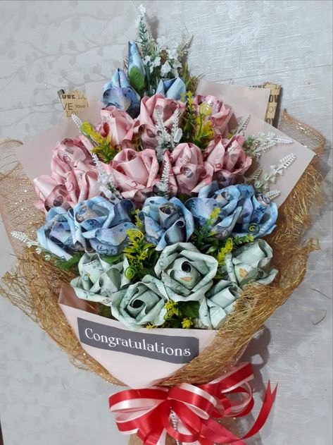 Money Bouquet Rupiah, Money Bucket Flower, Bouqet Uang, Bouquet Of Money, Money Buket, Bucket Uang, Wrap A Bouquet, Bouquet Money, Bouquet Diy Gift