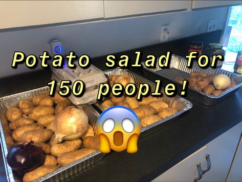 Potato salad for a crowd! Great for #graduation #party #wedding #holidays How Much Potato Salad For 100, Feeding 100 People Recipes, How Much Potato Salad For 50 People, Potato Salad For 100 People, Potato Salad For 50 People, Making Potato Salad, Comfort Food Healthy, Party Crowd, Potatoe Recipes