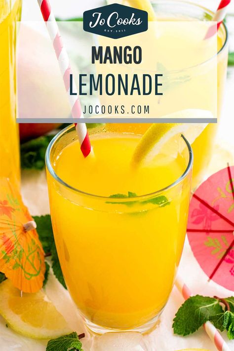 Nonalcoholic Drinks, Flavored Lemonade, Mango Lemonade, Mango Drinks, Best Lemonade, Jo Cooks, Drink Recipes Nonalcoholic, Iced Tea Recipes, Refreshing Drinks Recipes